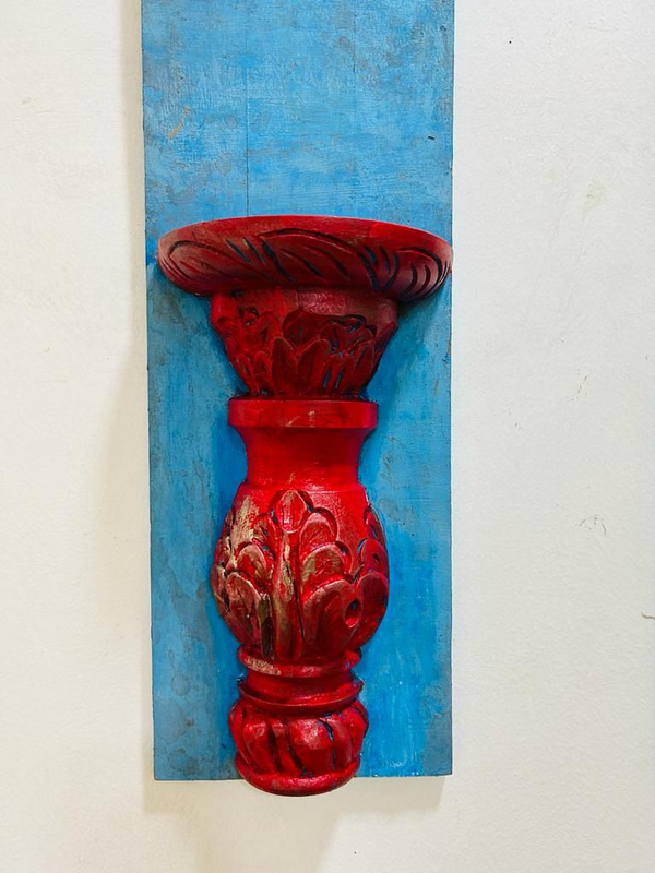 Vintage Woodcarved Vertical Decorative Shelf.handmade